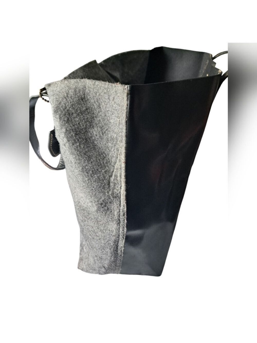 KELSI DAGGER leather felt large open tote grey black coastal shoulder bag used - Picture 6 of 16